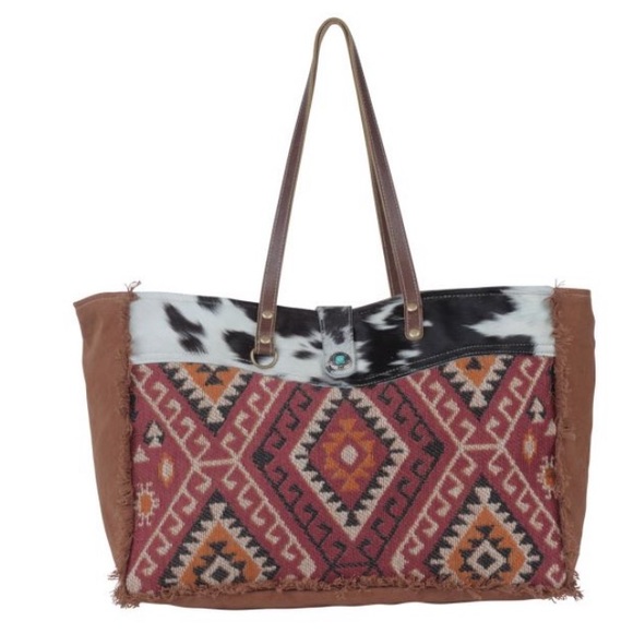 New Bohemian Aztec Western Print Weekender Travel Tote Bag - Picture 2 of 6